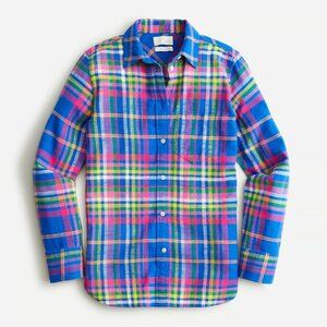 NWT! J. Crew Classic-fit Flannel Shirt in Brilliant Sapphire Plaid, size 8
